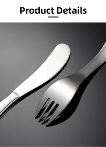 Detailed close-up of 304 stainless steel cutlery set showing brushed metal texture