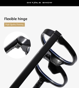 Detail of high quality painting and flexible hinge on black oversized glasses frame