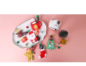 Cartes de Noël en papier pour sucettes avec Père Noël et bonhomme de neige sur fond rose vif