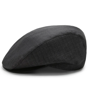 Casquette plate gris foncé respirante pour hommes avec tissu à texture chinée