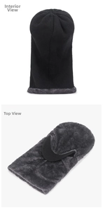 Macro detail of the thick grey faux fur lining and knit texture on this winter hood