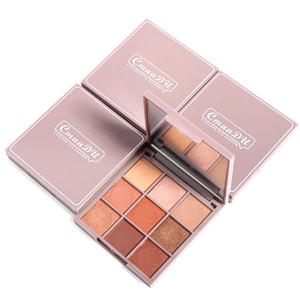 9-color shimmer and matte eyeshadow palette in pink casing for vibrant eye makeup