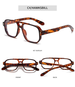 Detailed multi-angle view of tortoiseshell double bridge square eyeglasses frames