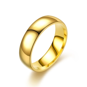 Anello minimalista in acciaio inossidabile placcato oro 18K per uomo e donna lucido