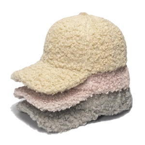 Women Sherpa Fleece Baseball Cap Winter Warm Soft Teddy Fur Adjustable Plain Solid Color Outdoor Sports Hat