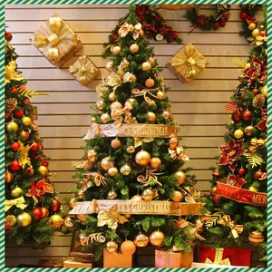 Set decorazioni per albero di Natale rosso e oro con palline e fiori glitterati