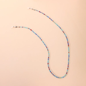 Colorful beaded glasses and mask chain set with blue, red, and yellow round beads