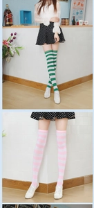Fashionable striped over-the-knee socks for women, stylish and comfortable long hosiery.