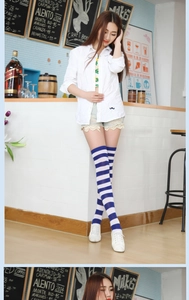 Fashionable striped over-the-knee socks for women, classic high tube long socks for daily wear.