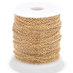 Chaîne à maillons en acier inoxydable doré en rouleau pour création de bijoux DIY
