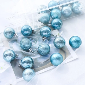 Light blue 4cm Christmas balls set with matte and glitter textures for tree decoration