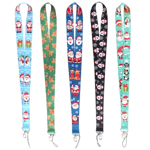 Christmas lanyards set with festive patterns and metal lobster hooks for ID cards