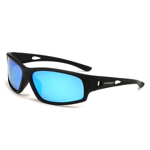 Lunettes de soleil de sport polarisées avec verres miroir bleus et monture noir mat