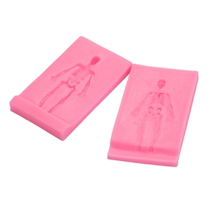 Moule en silicone squelette 3D et cercueil pour fondant Halloween et résine DIY