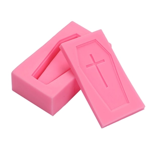Moule en silicone cercueil 3D avec croix rose pour bricolage d'Halloween en résine