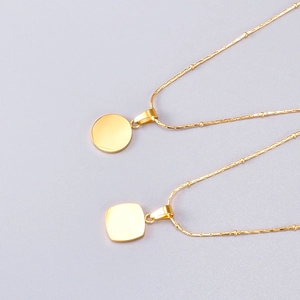 Minimalist 18K gold plated stainless steel necklace with white shell pendant jewelry