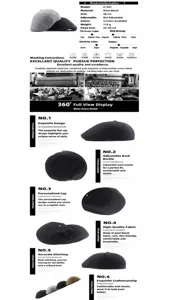 Detailed view of thick wool blend fabric texture and stitching for winter flat cap