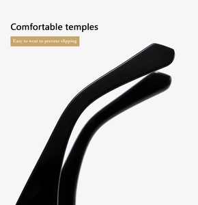 Close-up of ergonomic black glossy temples on sunglasses for anti-slip comfort