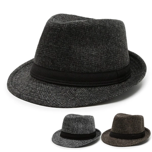 Herren Vintage Fedora Hut Herbst Winter Polyester Wolltextur Jazz Hut Breite Krempe Einfarbig Retro Britischen Gentleman Kappe