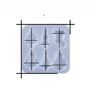 Detailed size specifications for Christmas silicone mold featuring 6 resin casting shapes