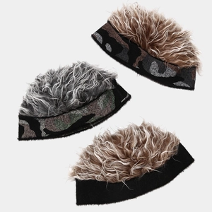 Bonnet à perruque camouflage unisexe style hip-hop avec cheveux synthétiques volumineux