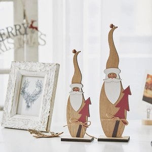 Set di due gnomi di Natale in legno fatti a mano con campanellini per decorazioni