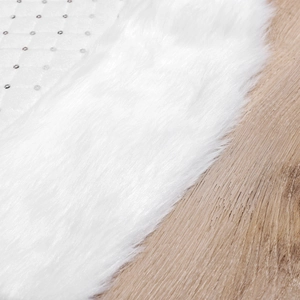 Jupe de sapin de Noël 122cm blanche en peluche avec paillettes argentées décoratives