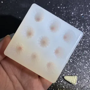 9-cavity mini ice cream cone silicone mold with fine grid textures for fondant