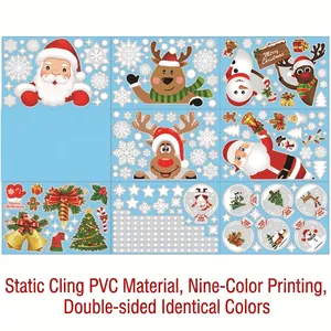 Christmas double-sided static window stickers with Santa, reindeer and snowman patterns