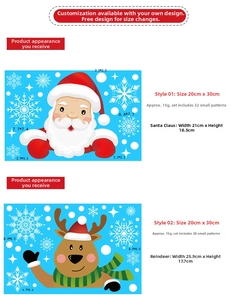 Detail specifications of 20x30cm Christmas window stickers with Santa and reindeer designs