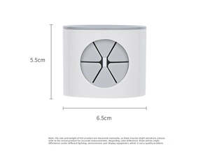 Close-up of wall-mounted holder showing dimensions of 5.5cm height and 6.5cm width