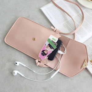 Petit sac à bandoulière rose pour téléphone avec fenêtre tactile et porte-cartes