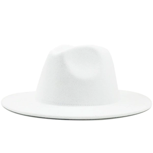 Classic white wool felt fedora hat featuring a minimalist wide brim and jazz style crown
