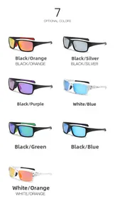 Grille détaillée montrant sept variantes de couleurs de lunettes de soleil de sport polarisées