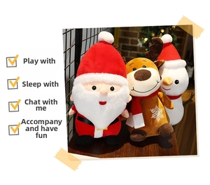 Weihnachts Plueschspielzeug Set mit Weihnachtsmann Rentier und Schneemann Puppen als Geschenk.