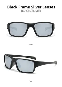Lunettes de soleil sport polarisées avec monture noire mate et verres miroirs