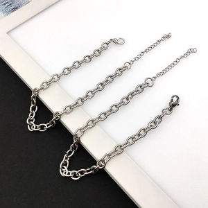 Poliertes Silber-Edelstahl-Gliederarmband mit verstellbarem Karabinerverschluss für Damen