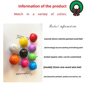 Detailed view of 22mm colorful painted metal round bells for DIY crafts and keychains