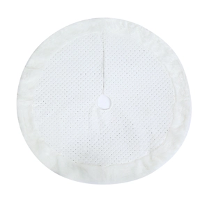 Jupe de sapin de Noël blanche de 122 cm avec paillettes argentées et fausse fourrure