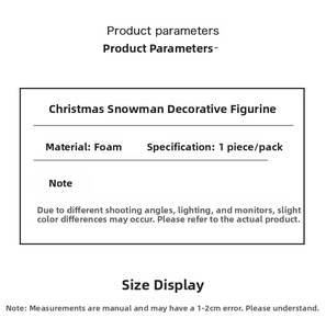 Detailed product parameters for foam Christmas snowman ornament in a single pack size