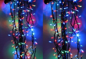 Colorful LED Christmas string lights with copper wire for festive holiday tree decoration