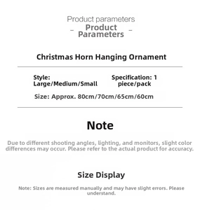 Detailed size chart for Christmas horn rattan garlands in 60cm to 80cm lengths