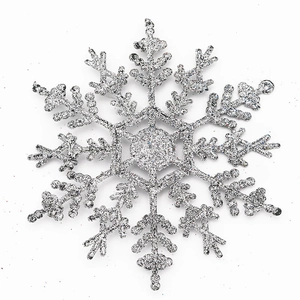 Sparkling silver glitter snowflake hanging ornament for 12cm Christmas tree decoration