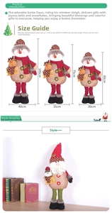Christmas plush dolls in Santa and snowman designs with dimensions 60cm 75cm and 100cm
