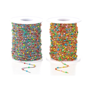 Colorful enamel bead stainless steel chains in gold and silver for DIY jewelry making
