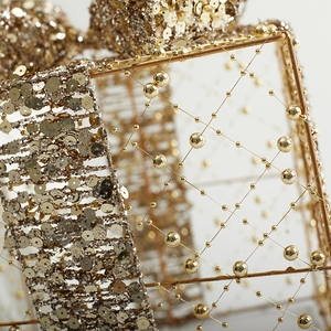 Set regalo natalizio in ferro dorato con paillettes e perline per decori festivi