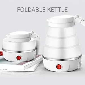 Foldable Electric Kettle Portable Silicone Collapsible Hot Water Boiler With 304 Stainless Steel Base For Travel Camping