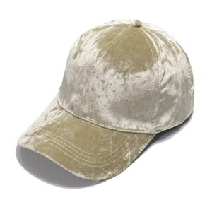 Champagne velvet baseball cap with a classic six-panel design and curved brim
