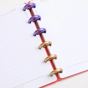 35mm frosted heart notebook binding discs in purple and gold for loose-leaf journals