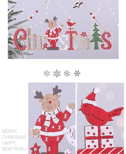 Detailed close-up showing the painted wood grain texture of Christmas reindeer ornaments